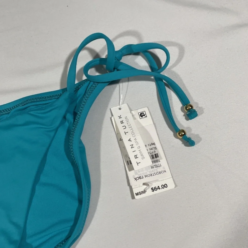 NWT Trina Turk [ 6 ] Gypsy Tie Side Bikini Bottom in‎ Turquoise